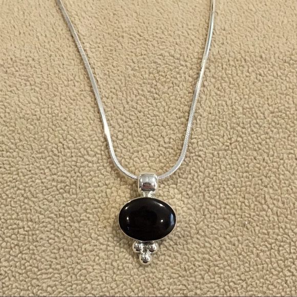 TAXCO Black Onyx Sterling Silver 925 Necklace - Picture 9 of 11